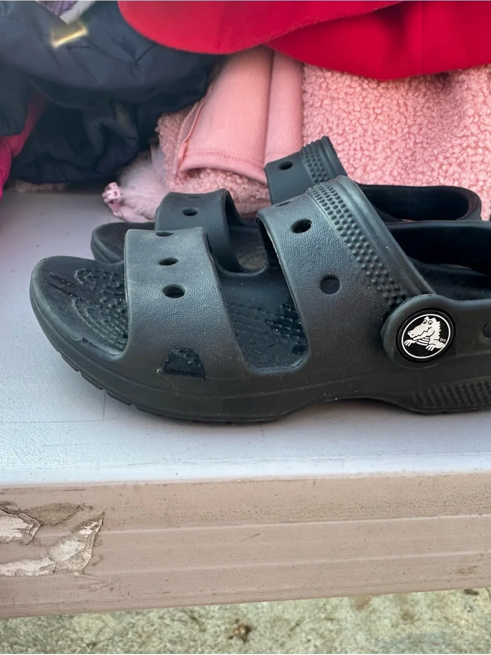 CROCS Kids Black Double-Strap Slide Sandals